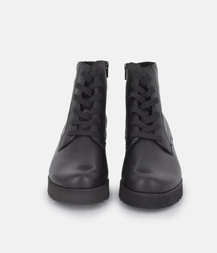 Semler Luxurious Black Leather Block Heel Ankle Boots