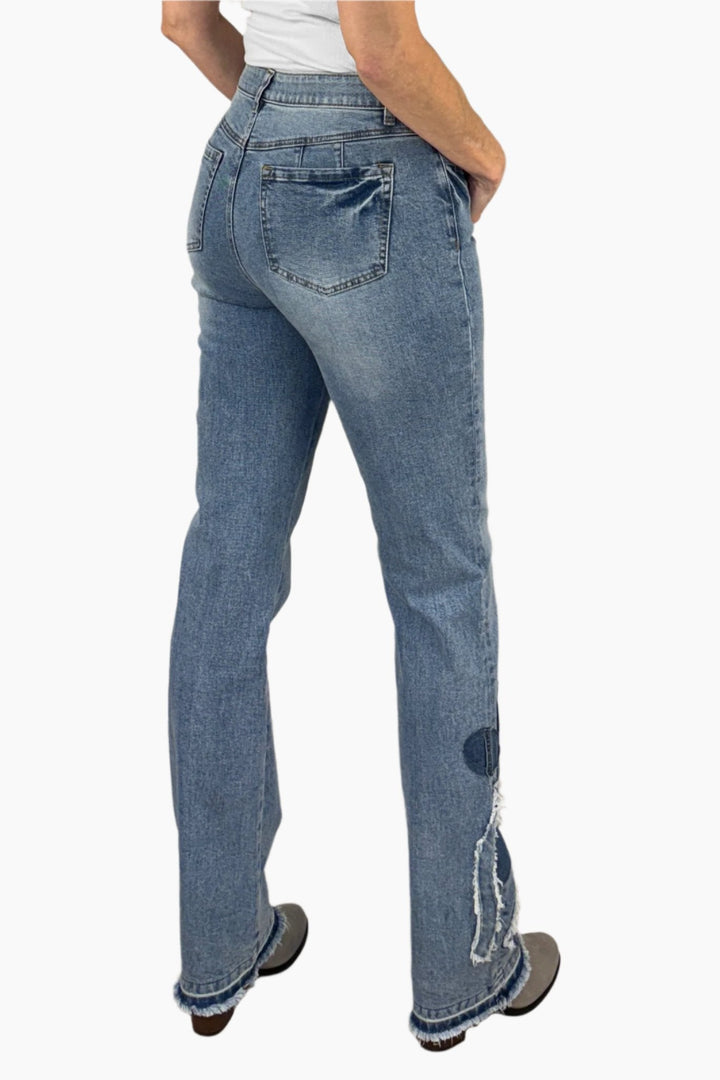 Tall Boho Floral Applique Jeans