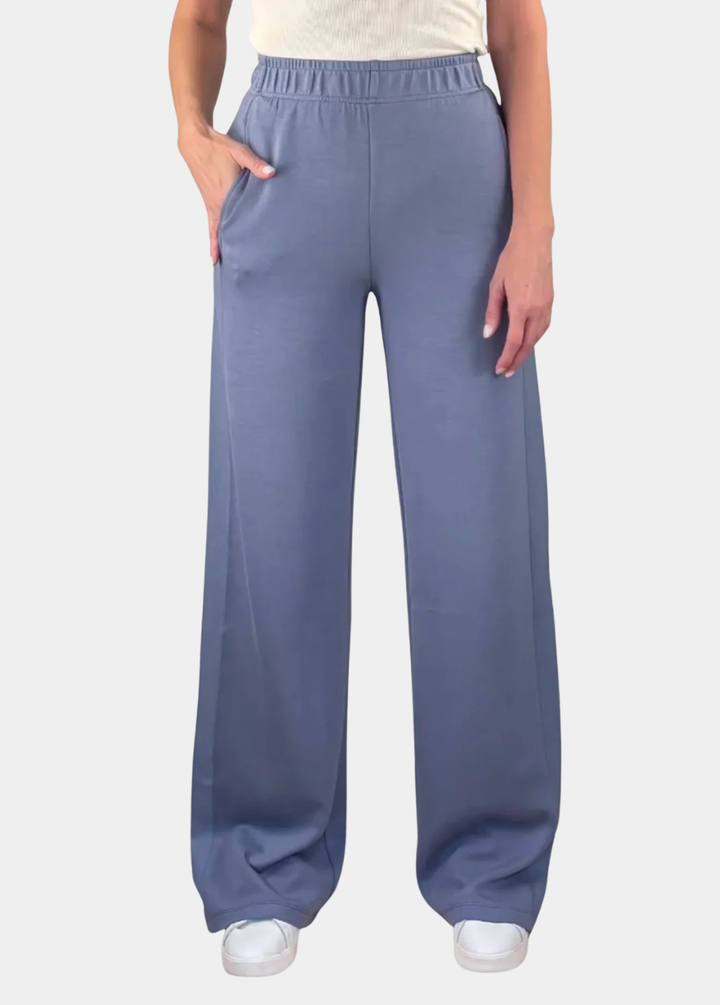 Luxe Wide Leg Tall Sweatpants - Dusty Blue