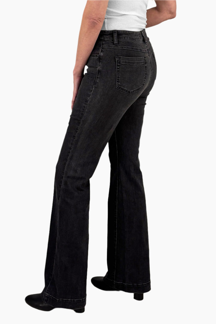 Audrey Wide Leg Jeans - Stone Black