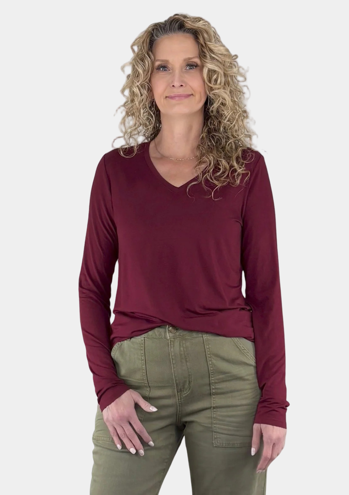 Bamboo Tall Long Sleeve V-neck Tee