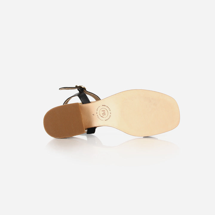 The Social Heeled Sandal - Black Micro Pebble