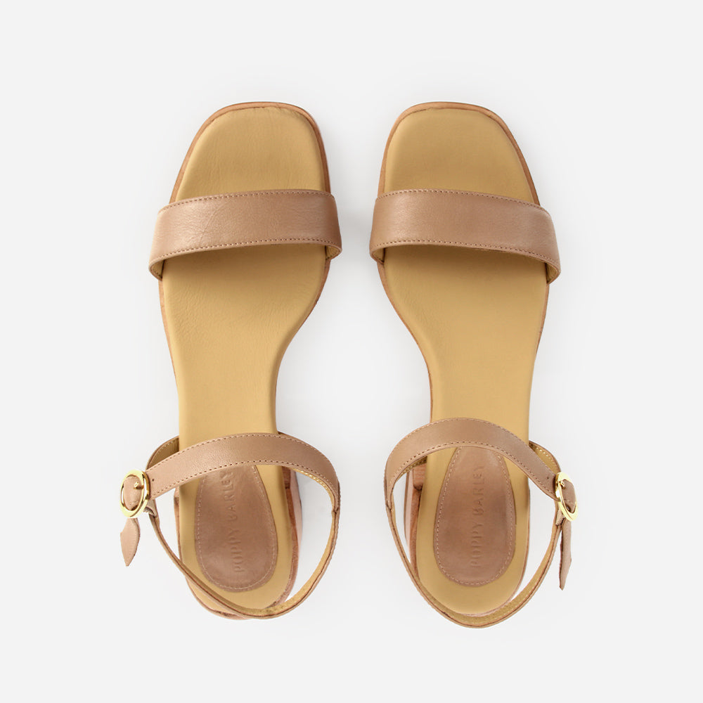 The Social Heeled Sandal - Biscotti