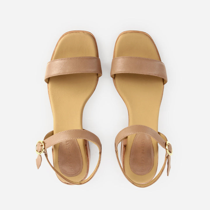 The Social Heeled Sandal - Biscotti