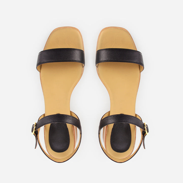 The Social Heeled Sandal - Black Micro Pebble