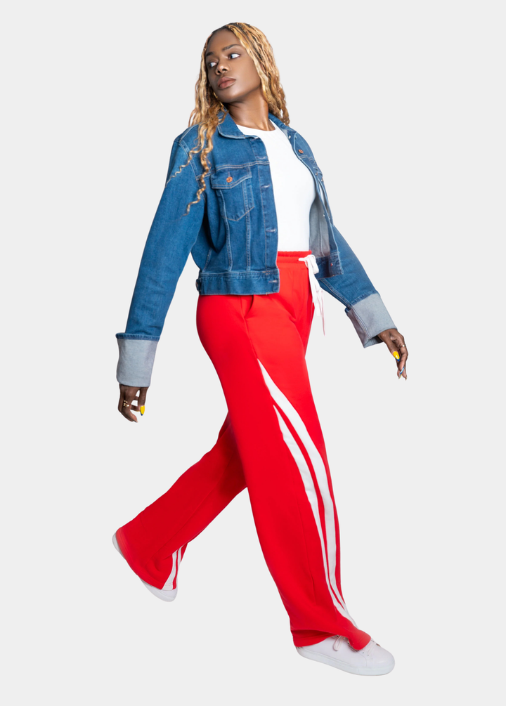 Tall Stripe Sweatpants - Red and White