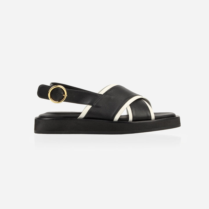The Sunday Sandal - Black & Panna Cotta