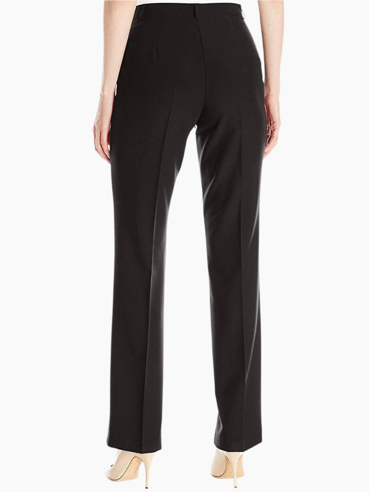 Comfort Waist Straight Leg Pants - Black