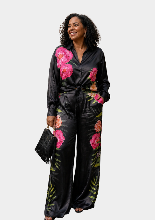 Tall Women's Midnight Garden Japanese Silk Set