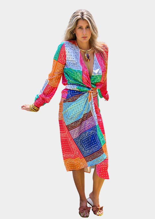 Tall Bandana Wrap Midi Dress | Paryse Style