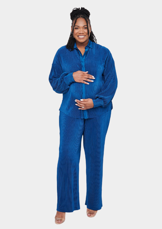 Kaia Tall  Plisse Shirt in Blue (Shirt Only)