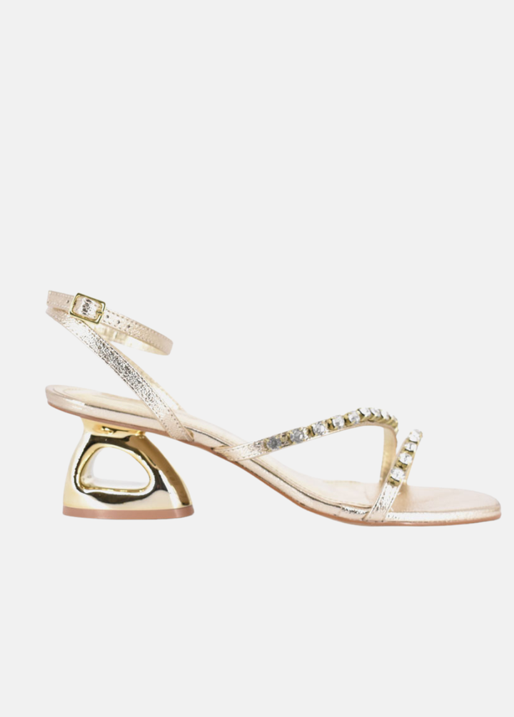 Belle & Lucy Radiant Embellished Slingback Heels - Gold