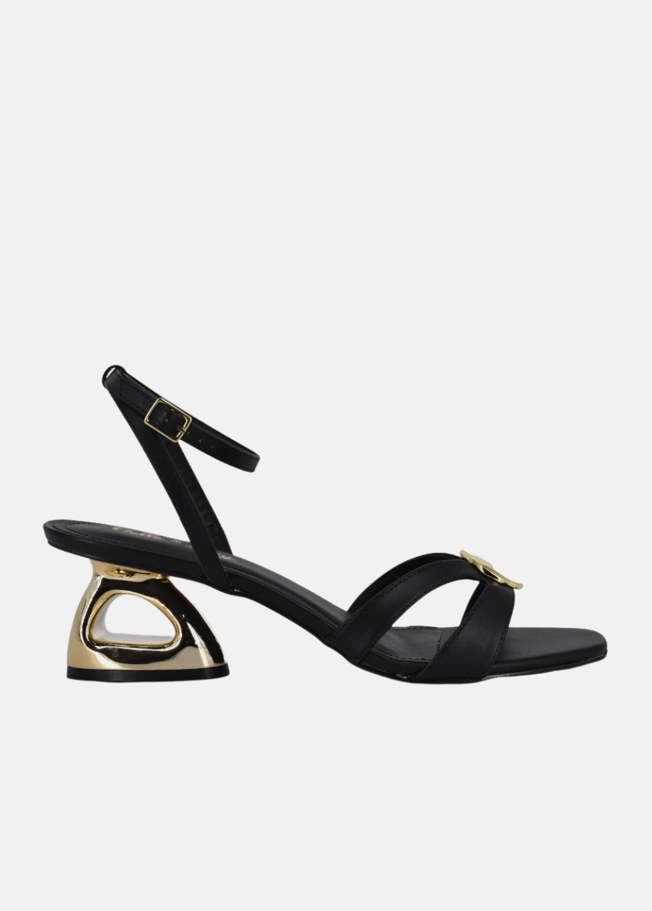Belle & Lucy Statement Sandals - Black & Gold