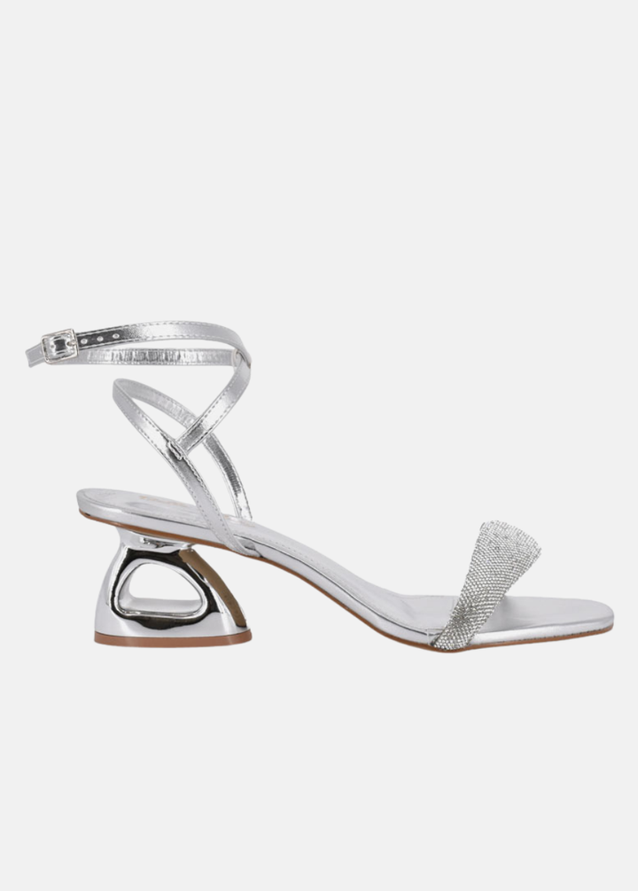 Belle & Lucy Gorgeous Metallic Crystal Sandals - Silver