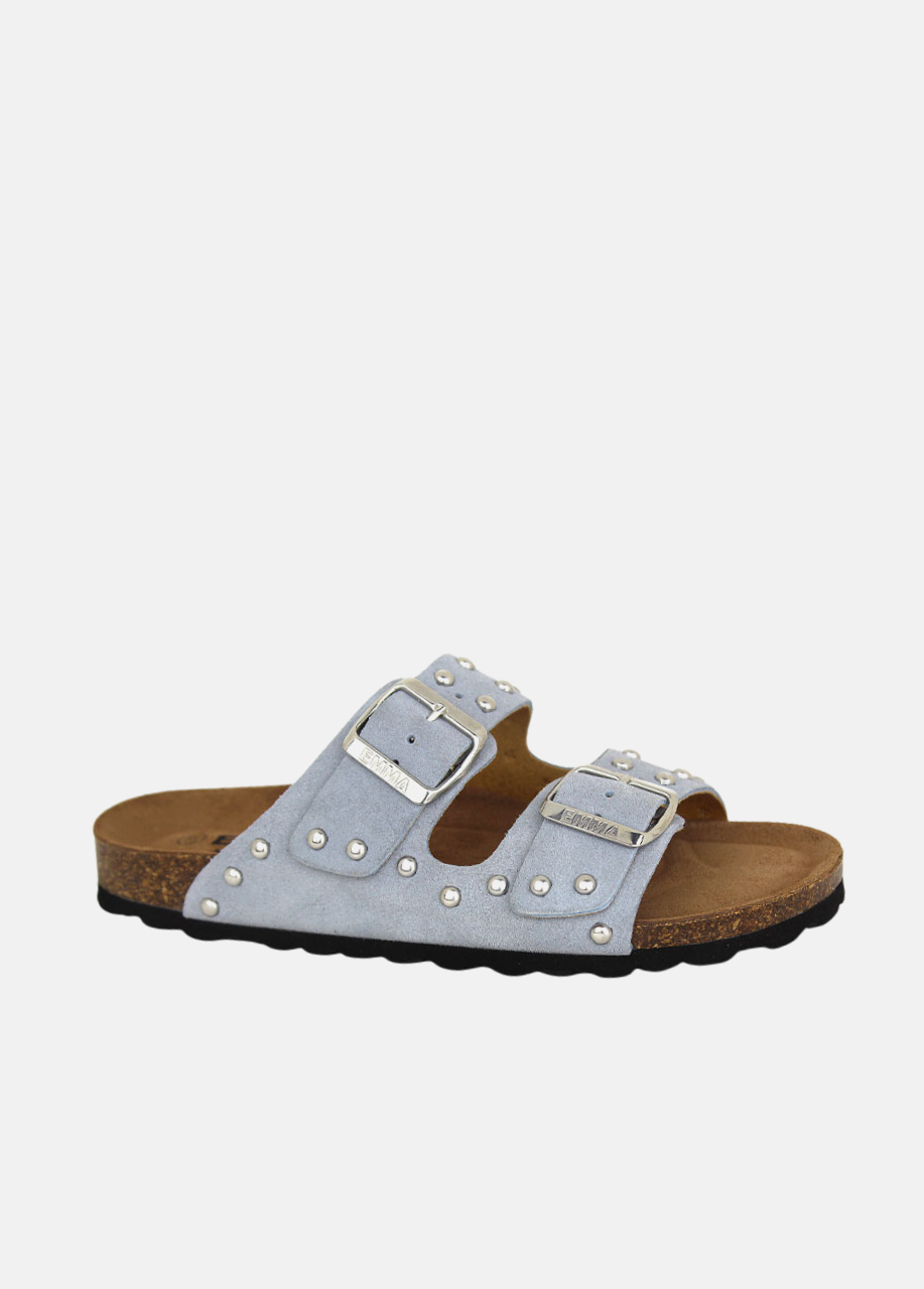 Pretty Studded Double-Strap Sandals - Powder Blue