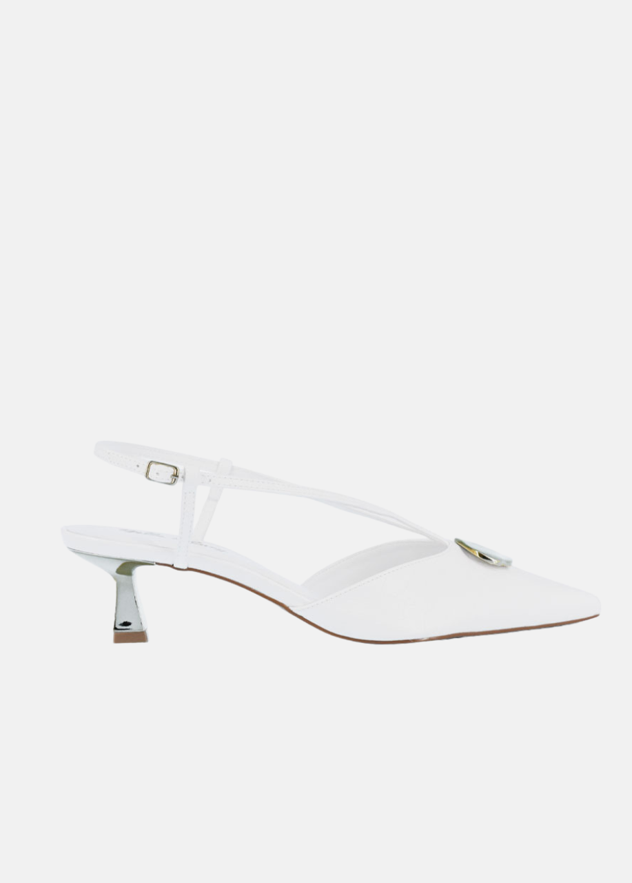 Belle & Lucy Minimalist Slingback Heels - White