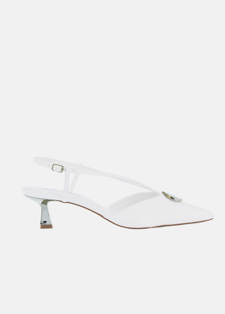 Belle & Lucy Minimalist Slingback Heels - White