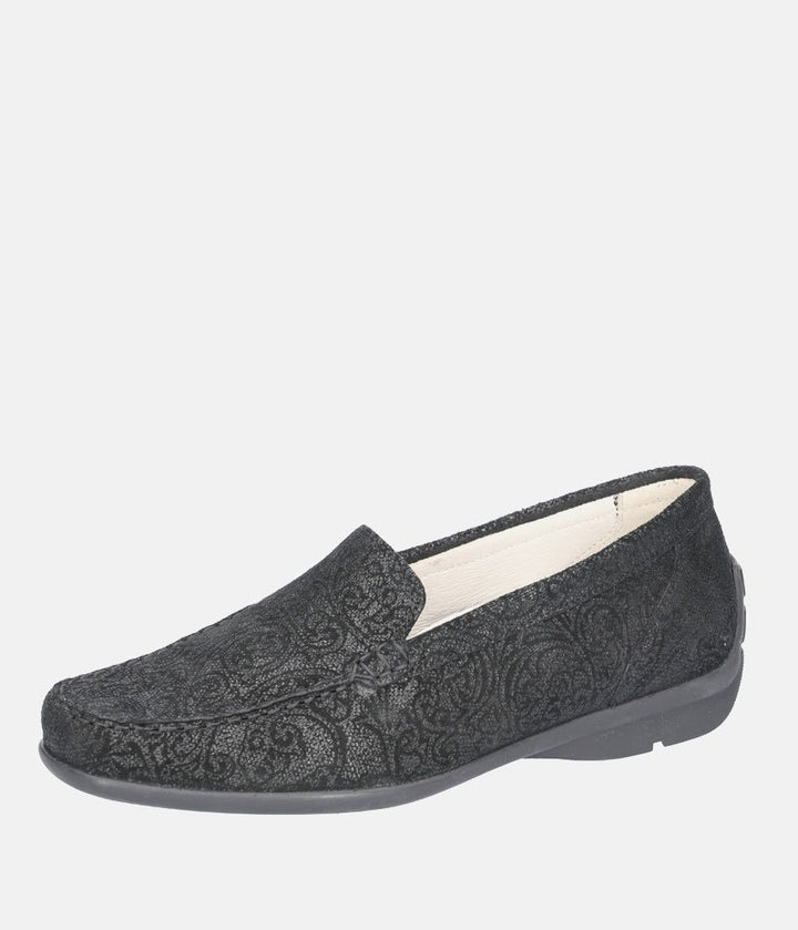 Waldlaufer Sophisticated Slip-Ons - Black Floral