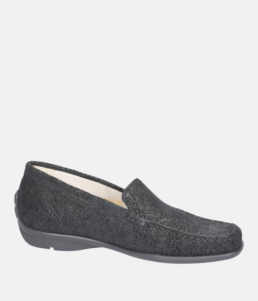 Waldlaufer Sophisticated Slip-Ons - Black Floral