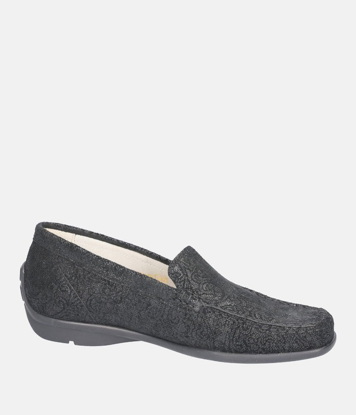 Waldlaufer Sophisticated Slip-Ons - Black Floral