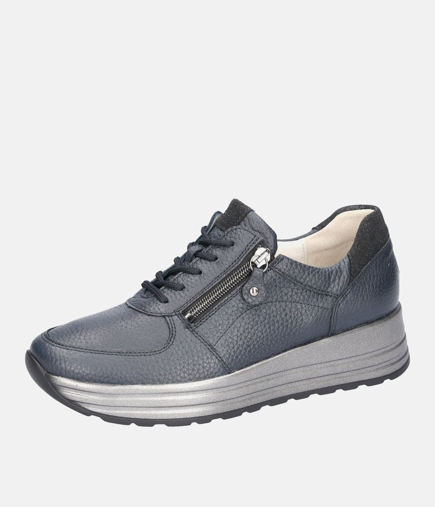 Waldlaufer Fashionable Lace Up Sneakers - Navy