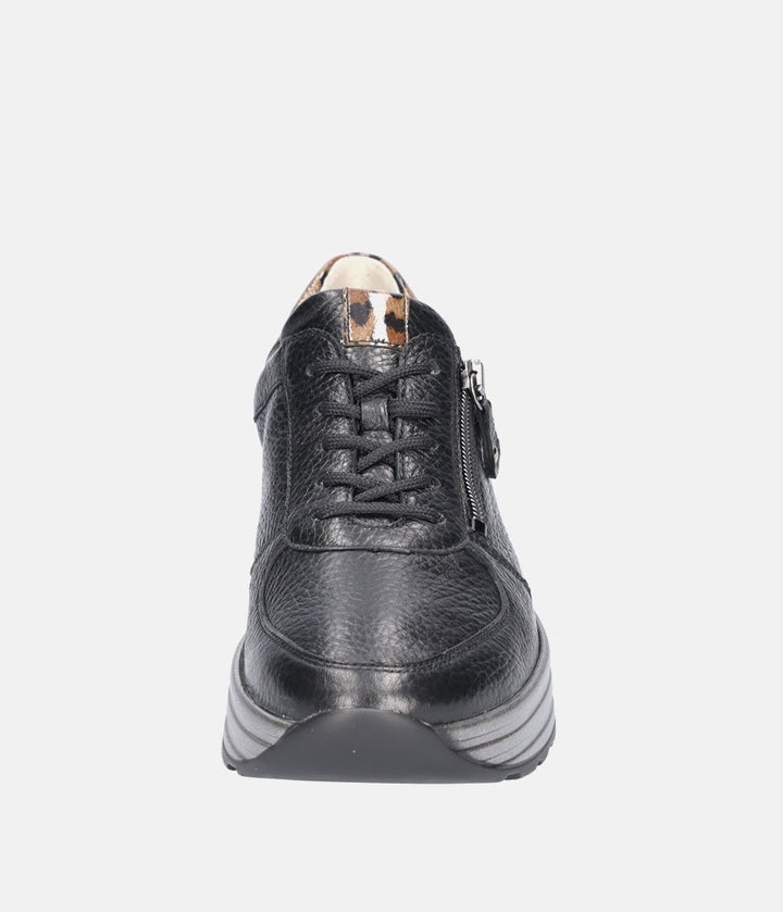 Waldlaufer Fashionable Lace Up Sneakers - Black/Leopard