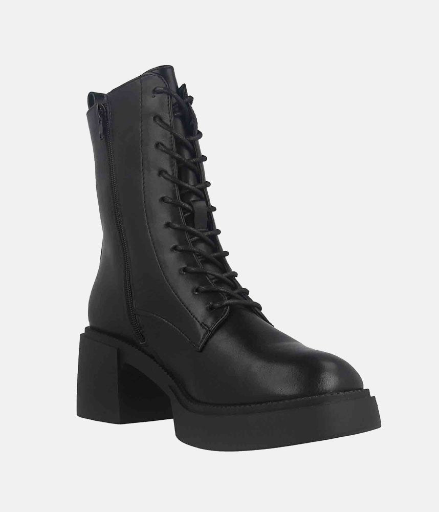 Trendy Platform Combat Boots - Black