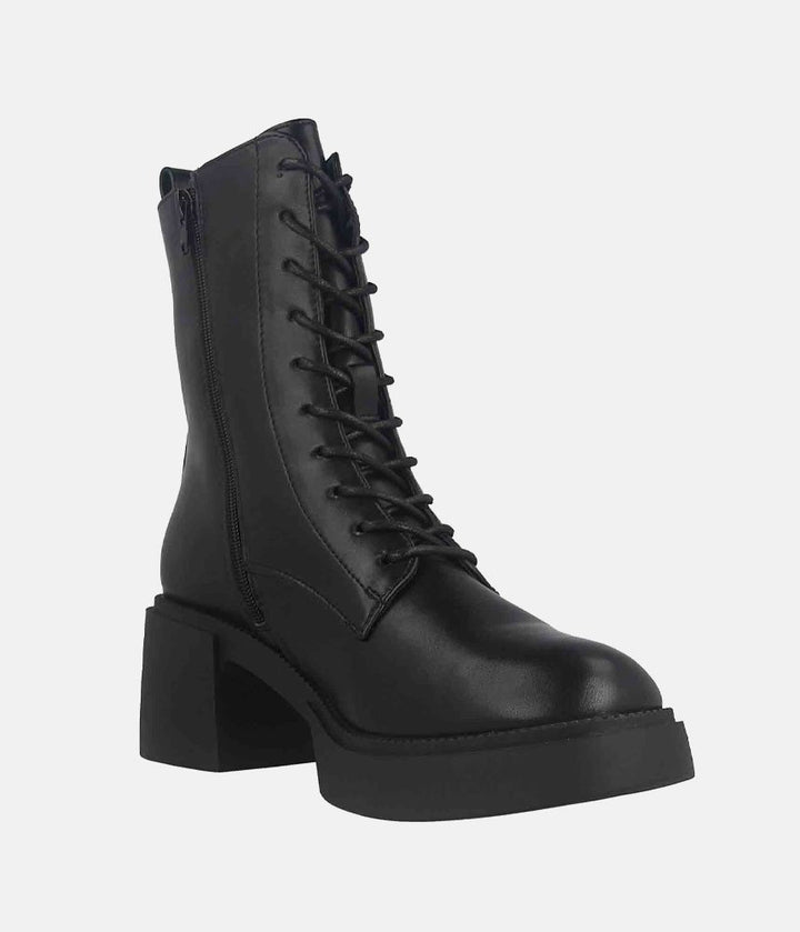 Trendy Platform Combat Boots - Black