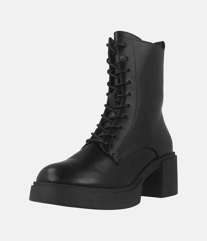 Trendy Platform Combat Boots - Black
