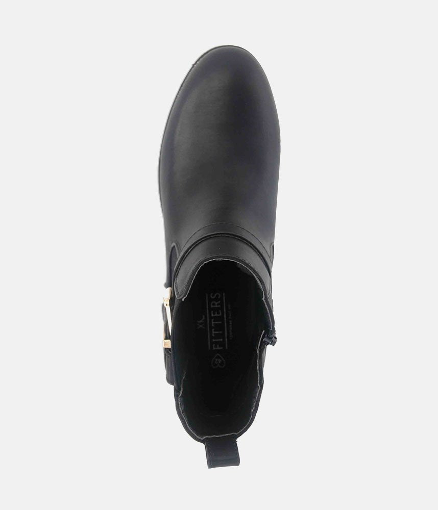 Versatile Buckle-Strap Ankle Boots - Black