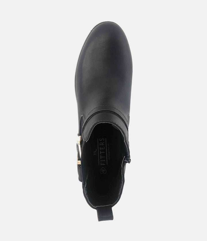 Versatile Buckle-Strap Ankle Boots - Black