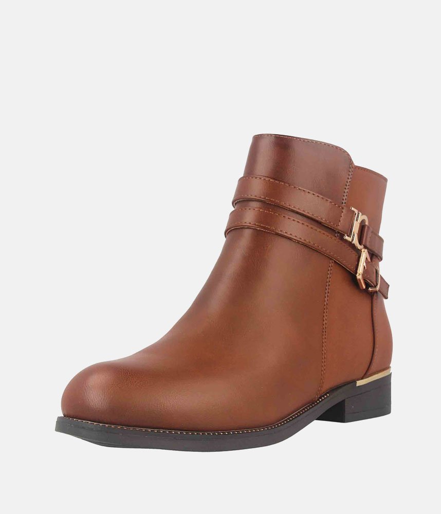 Dressy Chelsea Buckle Ankle Boots - Brown