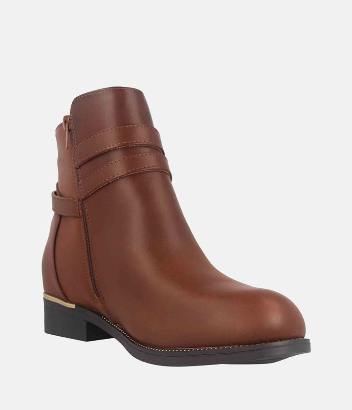 Dressy Chelsea Buckle Ankle Boots - Brown