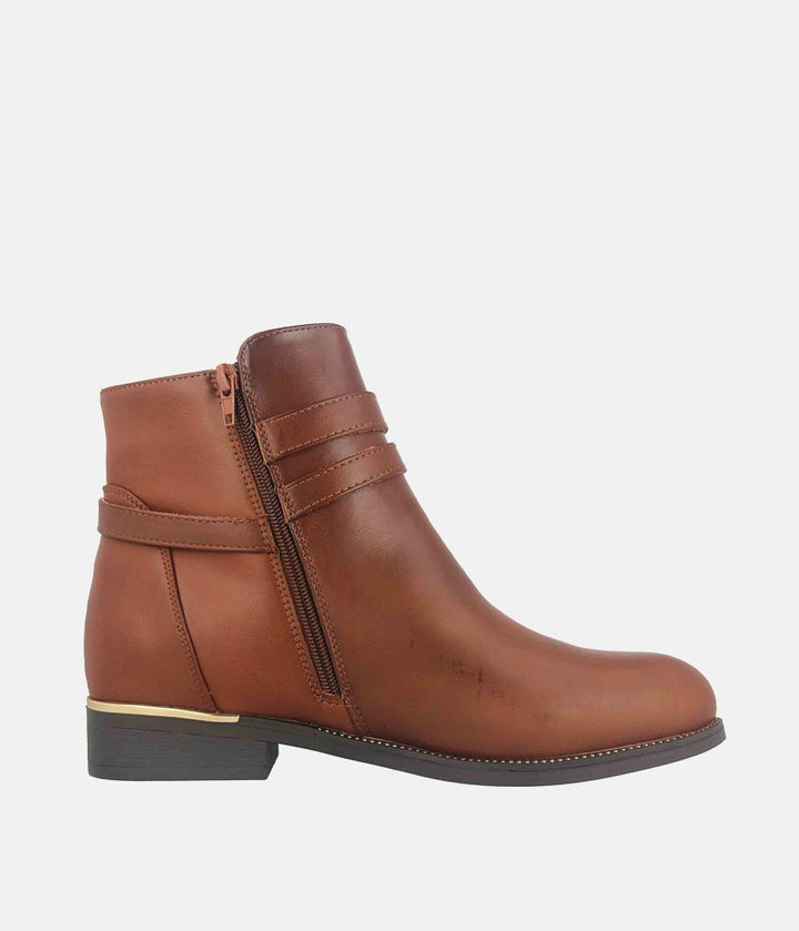Dressy Chelsea Buckle Ankle Boots - Brown