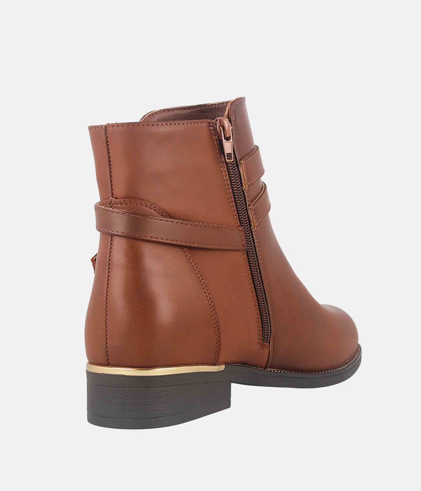 Dressy Chelsea Buckle Ankle Boots - Brown