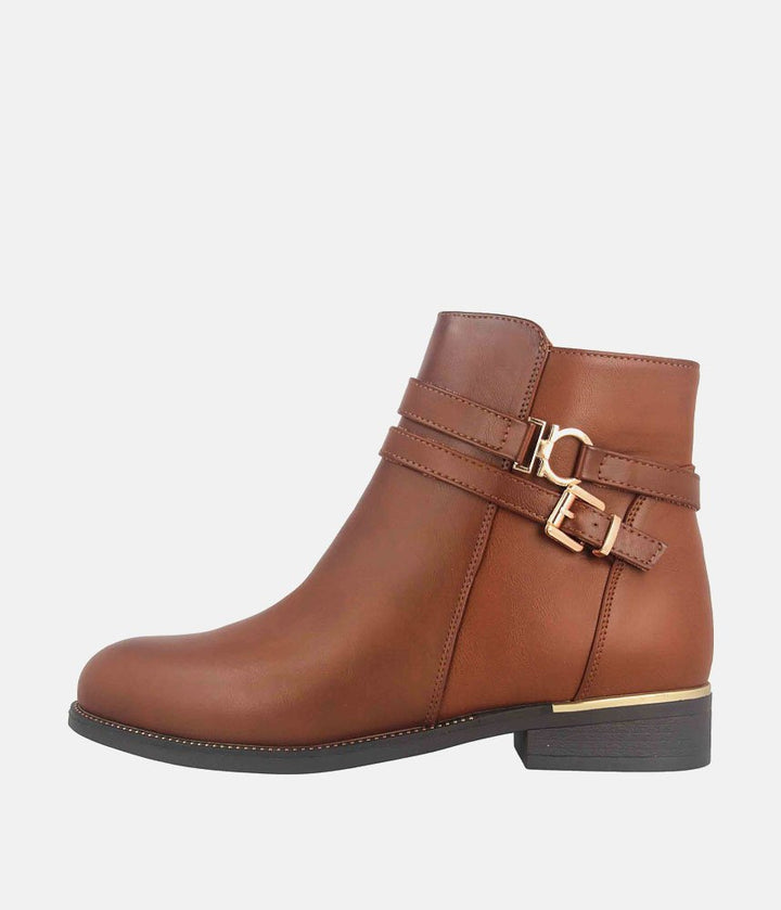 Dressy Chelsea Buckle Ankle Boots - Brown