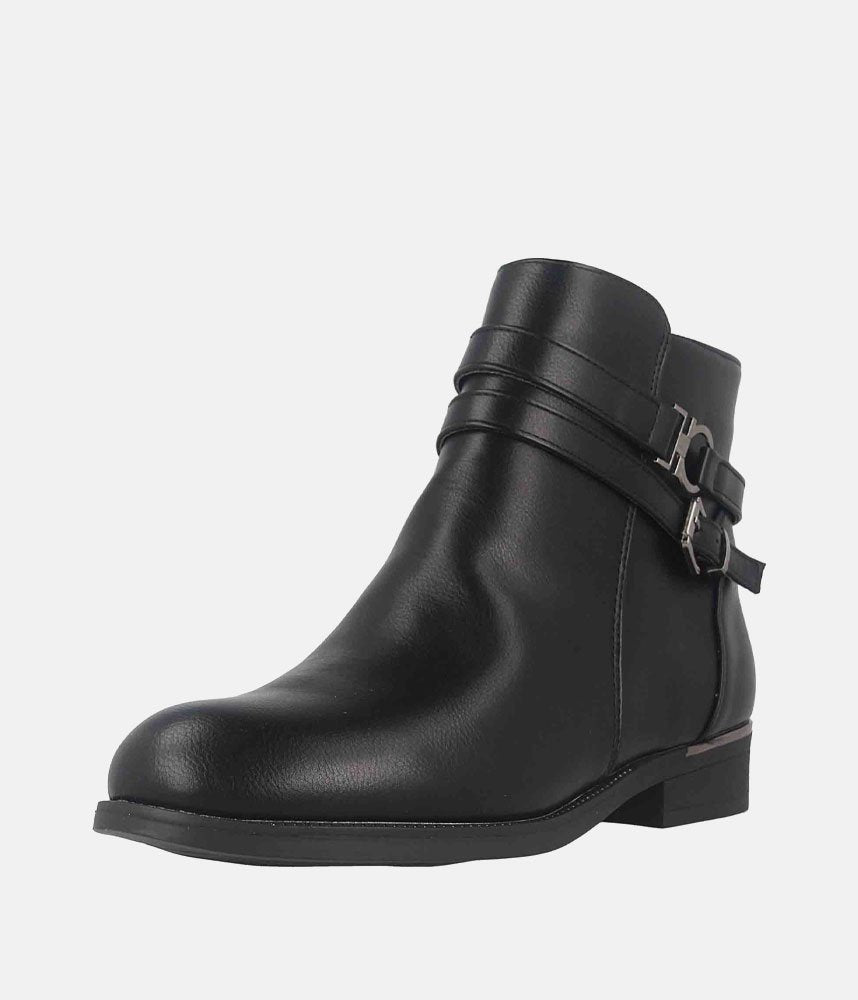 Dressy Chelsea Buckle Ankle Boots - Black
