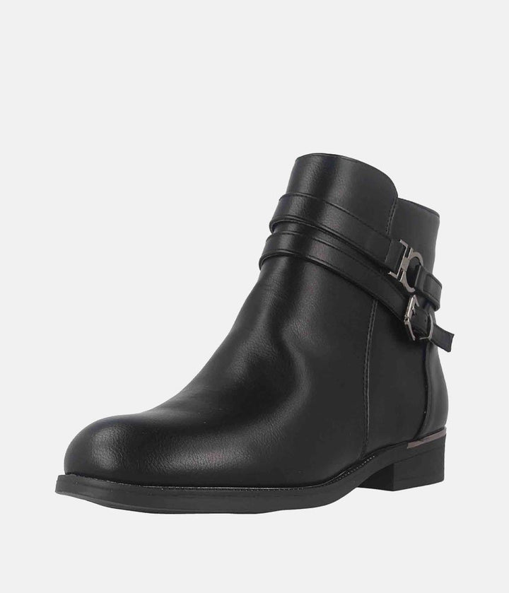 Dressy Chelsea Buckle Ankle Boots - Black