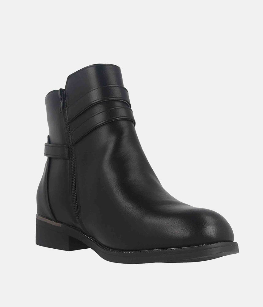 Dressy Chelsea Buckle Ankle Boots - Black