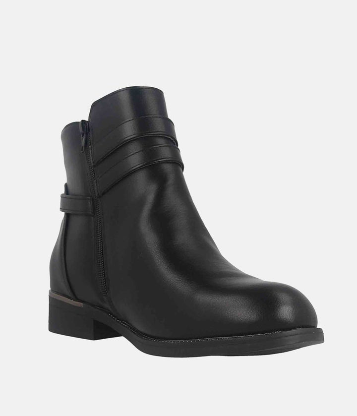 Dressy Chelsea Buckle Ankle Boots - Black