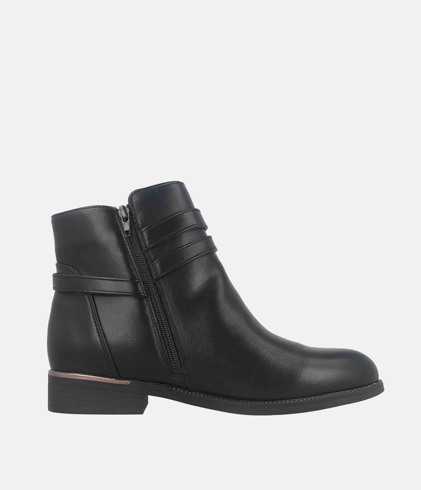 Dressy Chelsea Buckle Ankle Boots - Black