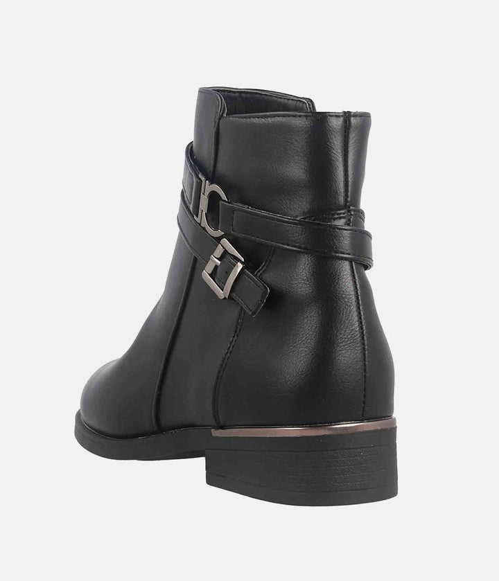 Dressy Chelsea Buckle Ankle Boots - Black