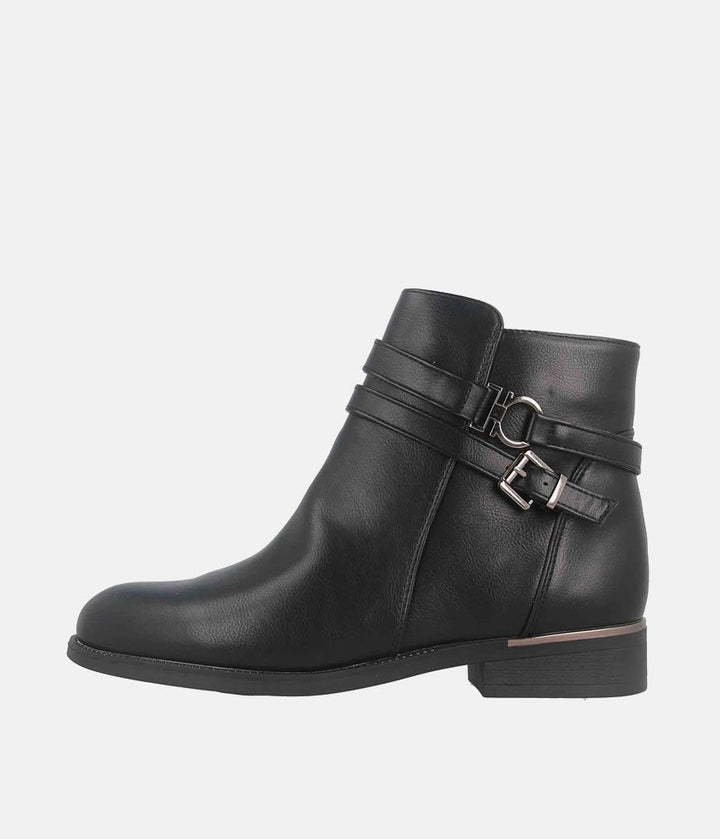 Dressy Chelsea Buckle Ankle Boots - Black