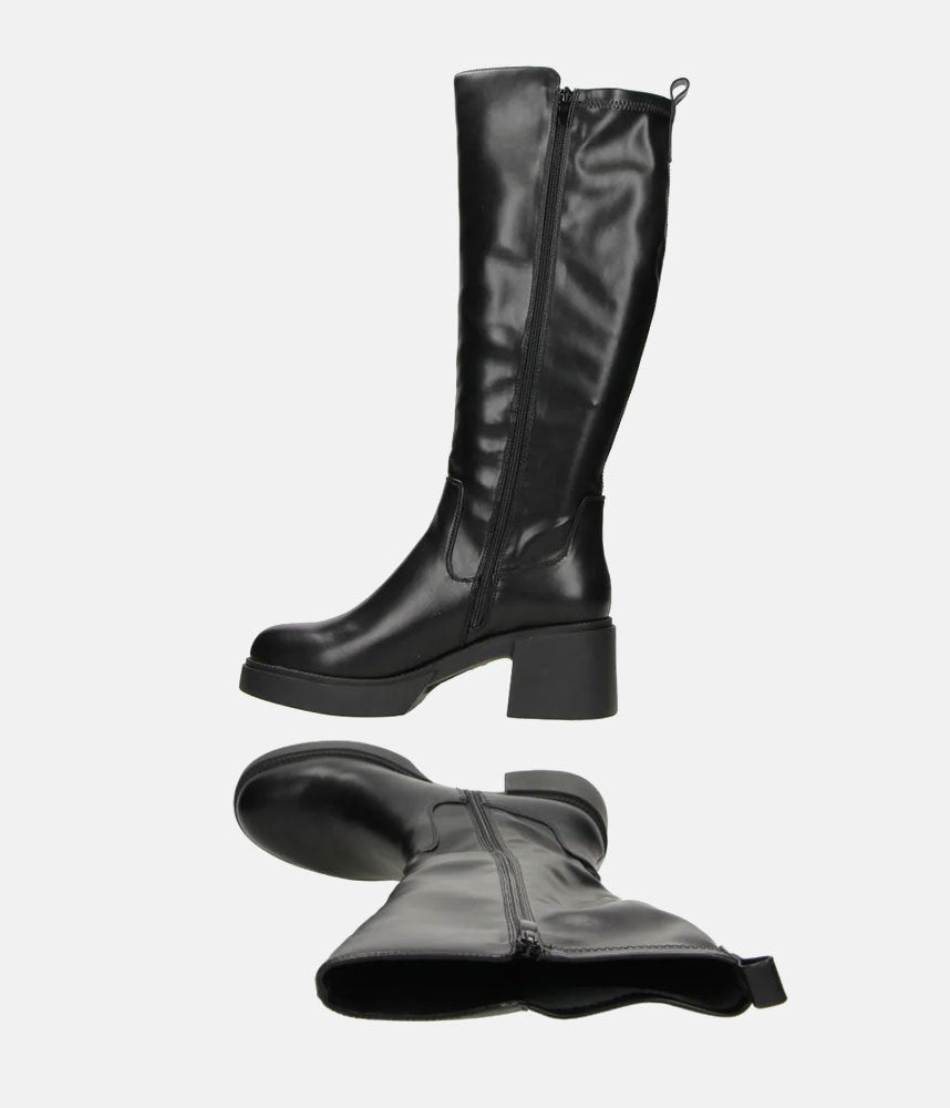 Chunky Knee High Platform Boots - Black