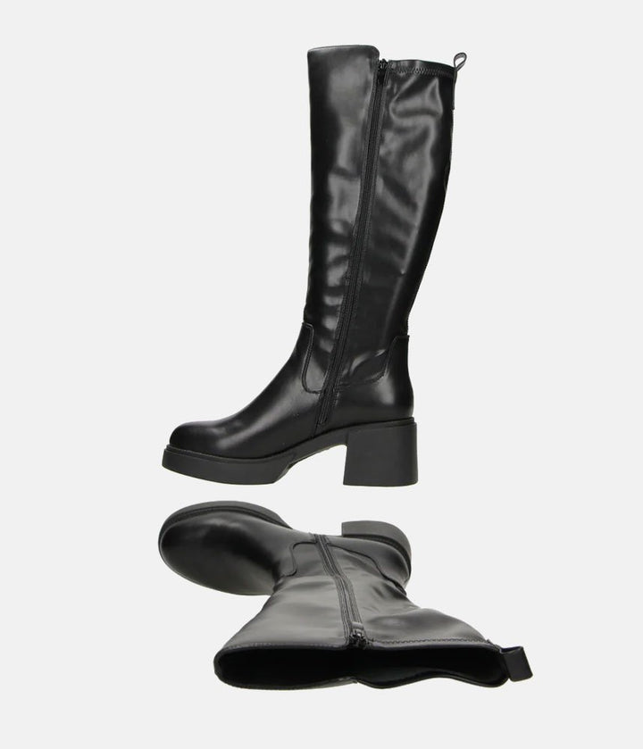 Chunky Knee High Platform Boots - Black