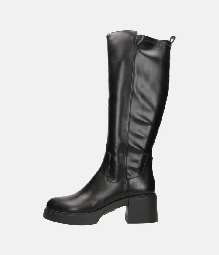 Chunky Knee High Platform Boots - Black