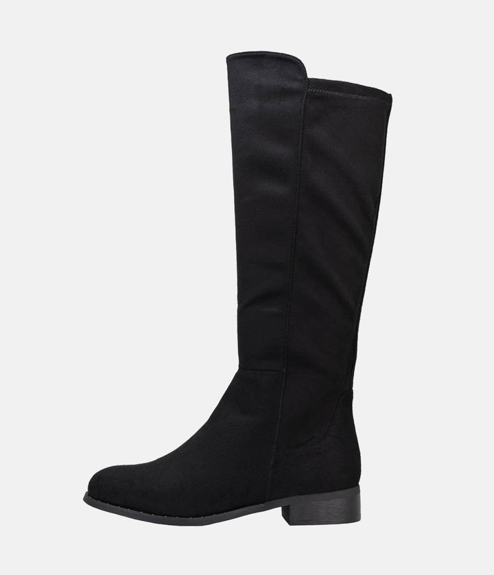 Stylish Faux-Suede Knee-High Boots - Black