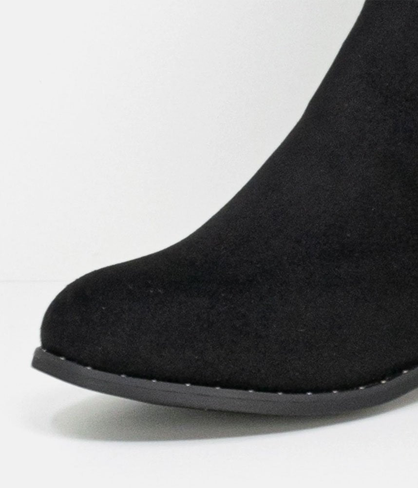 Stylish Faux-Suede Knee-High Boots - Black