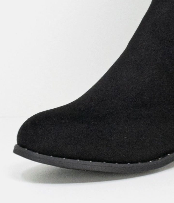 Stylish Faux-Suede Knee-High Boots - Black