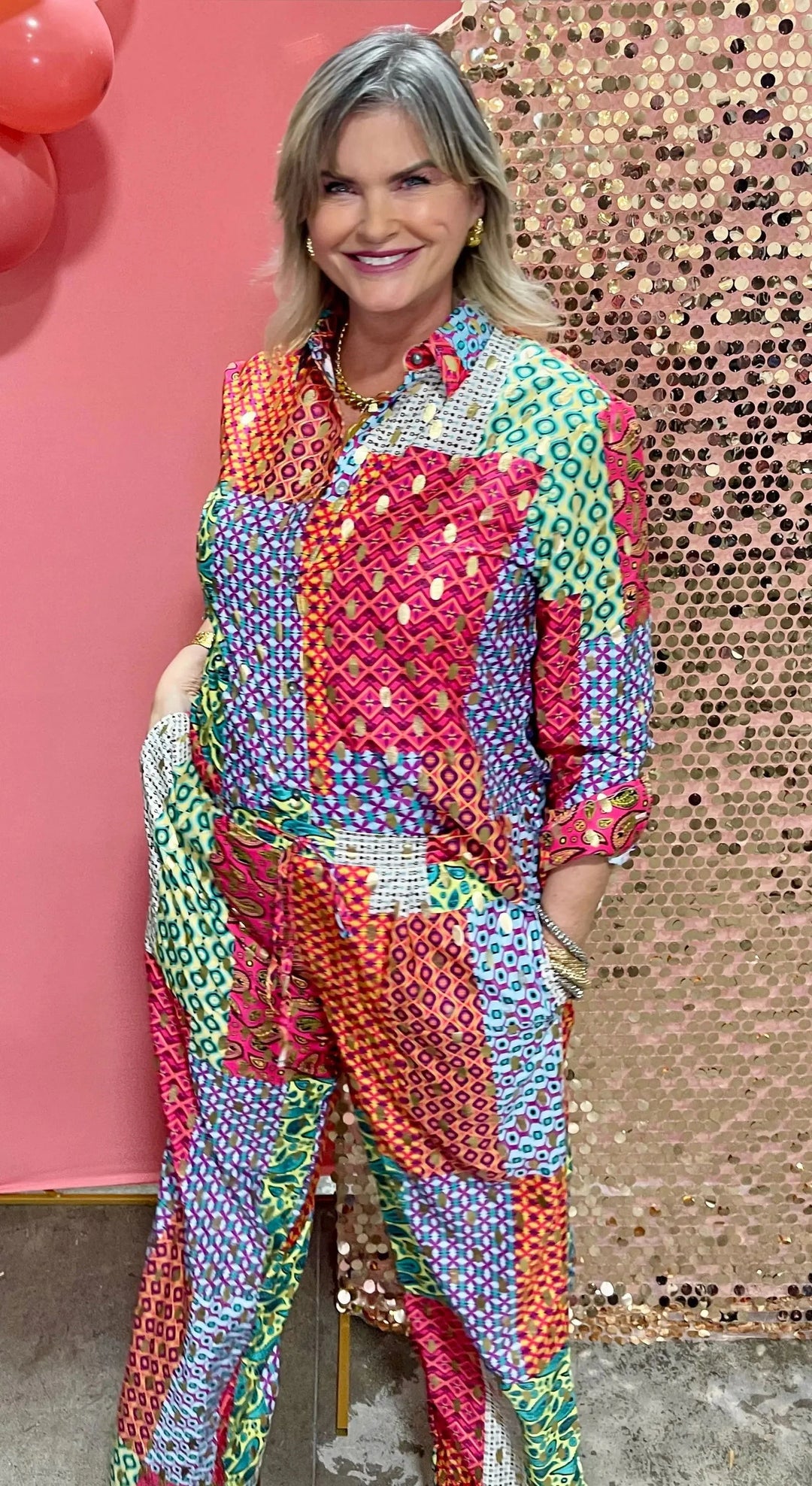 Tall Kaleidoscope Two-Piece Set - Gold Flecks